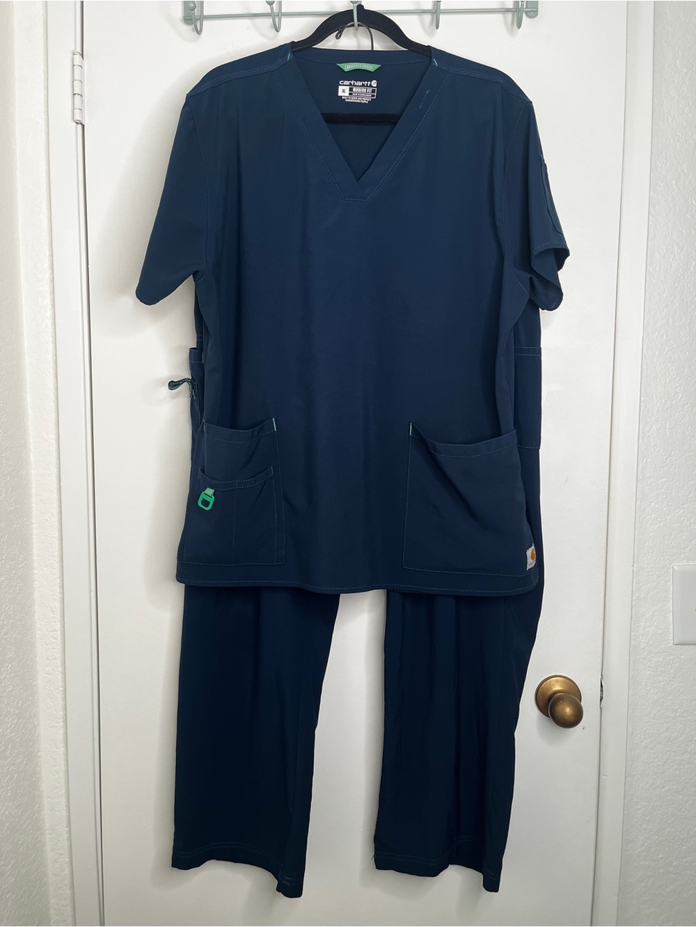 Carhartt Force Scrub Set Navy Blue Top & Pants Multi Pockets Medical Uniform XL